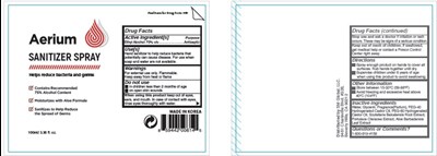 Active Ingredient(s) (Aerium Sanitizer Spray 75 100ml)